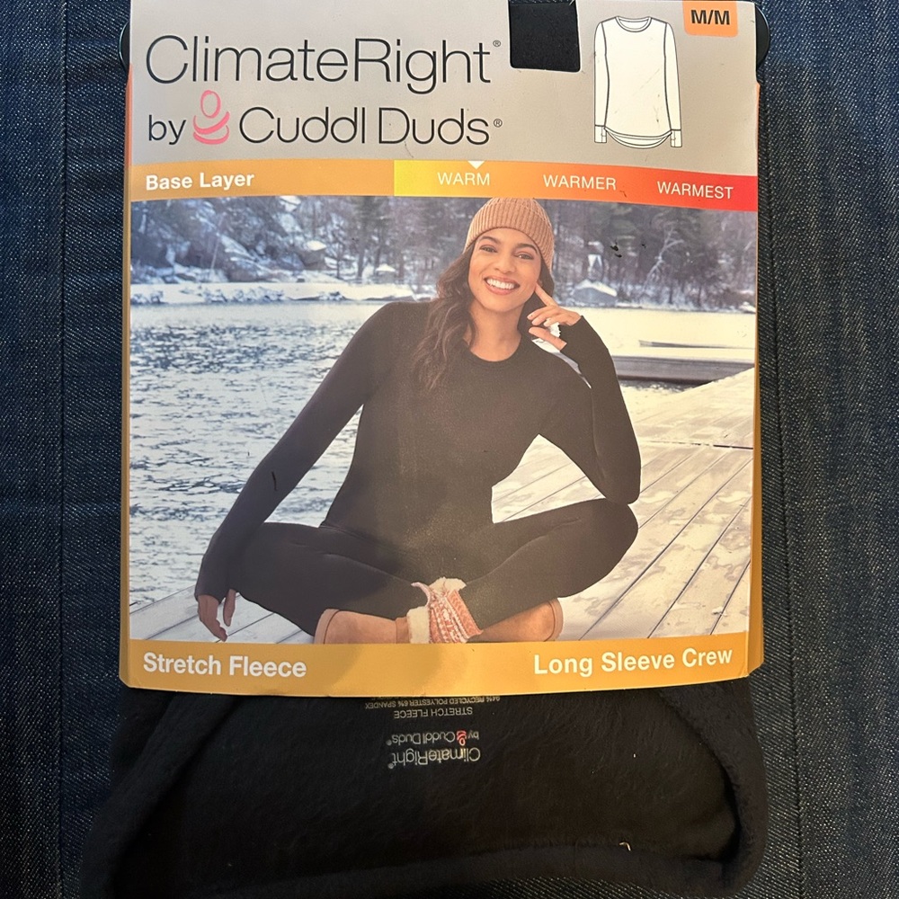 Women’s NWT medium Cuddl Duds Black Stretch Fleece Crew